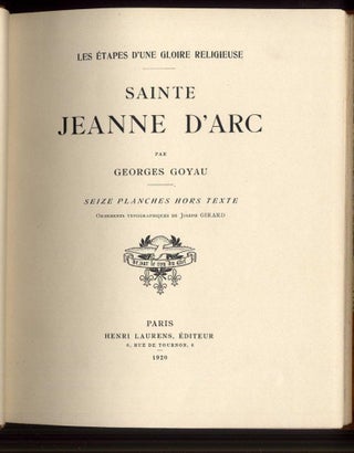 Sainte Jeanne D'Arc (Les Étapes D'Une Gloire Religeuse)