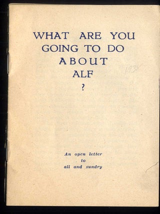 Item #041640 What Are You Going to Do About Alf? Miller Henry