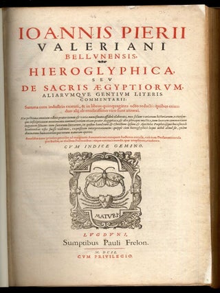 Hieroglyphica, Seu de Sacris Aegyptiorum, Aliarumque Gentium Literis Commentarii