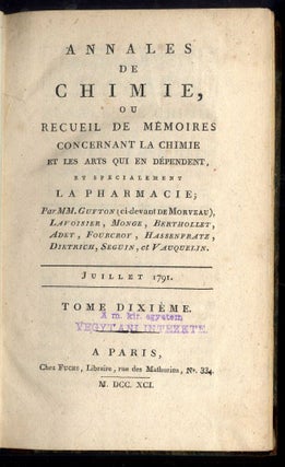 Annales de Chimie ou Recueil de Mémoires Concernant la Chimie et Les Arts Qui en Dépendent et Spécialement La Pharmacie Tome 10