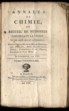 Annales de Chimie ou Recueil de Mémoires Concernant la Chimie et Les Arts Qui en Dépendent Tomes 30-31