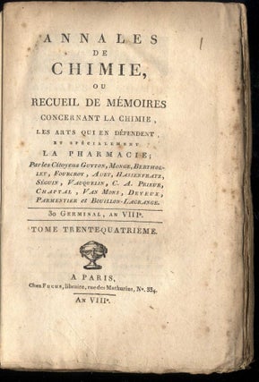 Annales de Chimie ou Recueil de Mémoires Concernant la Chimie et Les Arts Qui en Dépendent Tome 34
