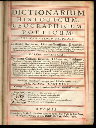 Dictionarium Historicum, Geographicum, Poeticum