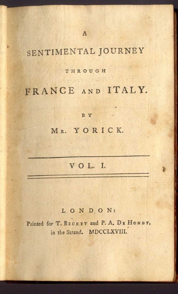 A Sentimental Journey Through France and Italy by Mr. Yorick | Laurence ...