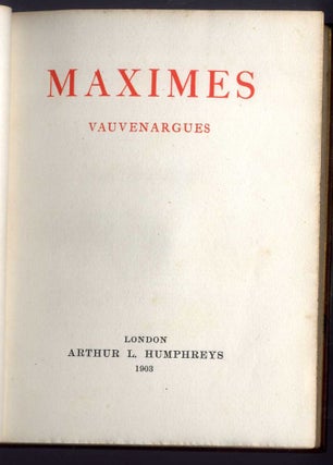 Maximes [Brenano's binding]