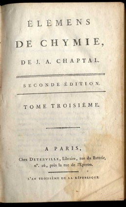 Elémens de Chymie de J.A. Chaptal