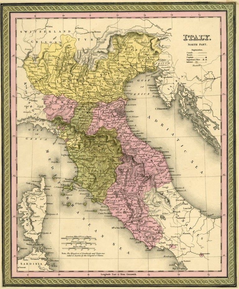 Item #044564 Map of Italy, Cowperthwait ca. 1850. Mitchell.