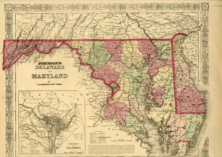Item #044569 Map of Maryland [from johnson's new illustrated family atlas]. Johnson.