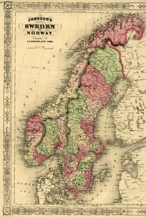 Item #044577 Map of Norway and Sweden [from johnson's new illustrated family atlas]. Johnson