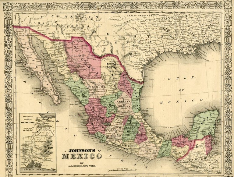 Item #044582 Map of Mexico [from johnson's new illustrated family atlas]. Johnson.