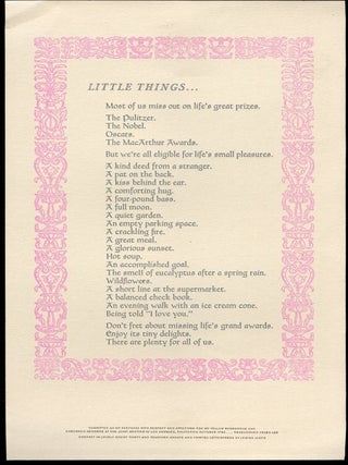 Item #044605 Little Things - Keepsake presentation at a Roxburghe-Zamorano Meeting. Lee Helen