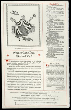 Item #044610 When Came Pica, Pied and Pye? - Keepsake presentation at a Roxburghe Club Meeting. anon