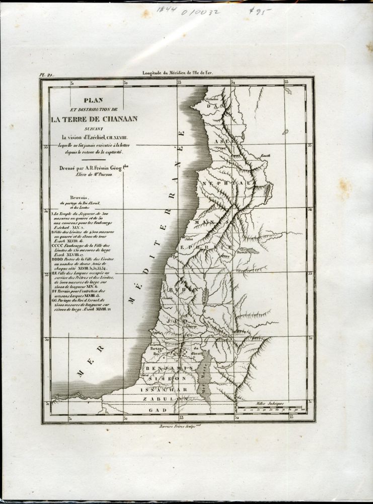 Item #044669 Plan et Distribution de la Terre de Chanaan [Map of the Land of Canaan]. Fremin A. R.