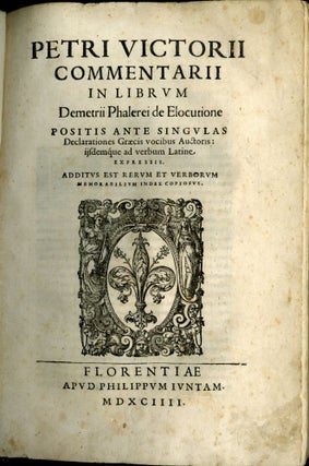 Commentarii in Librum Demetrii Phalerei de Elocutione