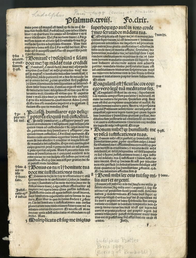 Item #044812 Expositio in psalterium [fragment; 8 leaves]. Ludolphus de Saxonia.