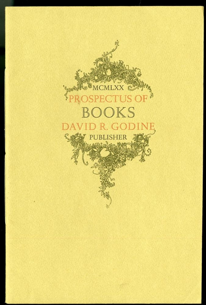 Item #044892 Prospectus of Books, David Godine Publisher. 1970. anon.