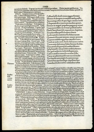 Item #044999 Pharsalia [single incunabula leaf from the 1493 edition]. Lucanus Marcus Annaeus