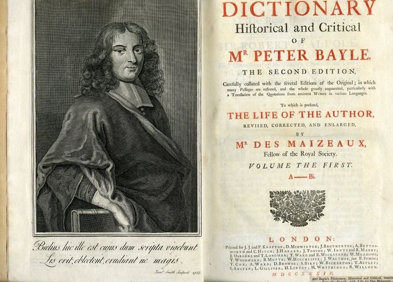 Item #045024 The Dictionary Historical and Critical of Mr. Peter Bayle. Bayle Peter.