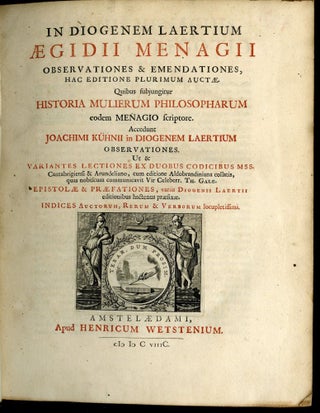 [Vitae et sententiae philosophorum]. De Vitis, Dogmatibus et Apophthegmatibus Clarorum Philosophorum