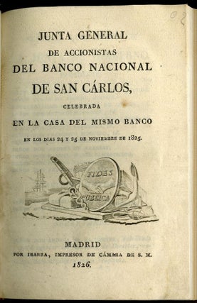 Junta General de Accionistas del Banco Nacional de San Carlos [with] Las Aguas Potables de la Villa de Madrid (1896)
