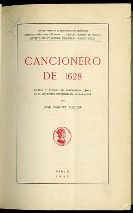 Cancionero de 1628 (Edicion y Estudio del Cancionero 250-2 de la Biblioteca Universitaria de Zaragoza