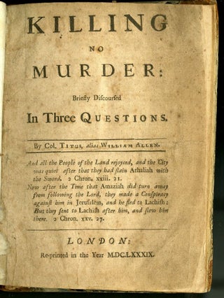 Killing no Murder: Briefly Discoursed in Three Questions