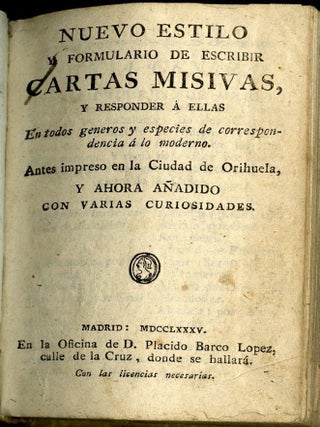 Nuevo Estilo Formulario de Escribir Cartas Misivas, y Responder a Ellas