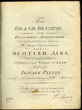 Bound Collection of Nine ca. Late 18th Century Engraved Musical Scores