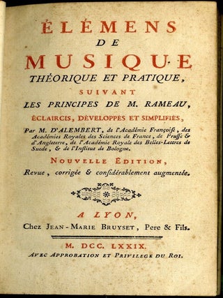 Elemens de Musique Theorique et Pratique, suivant les Principes de M. Rameau