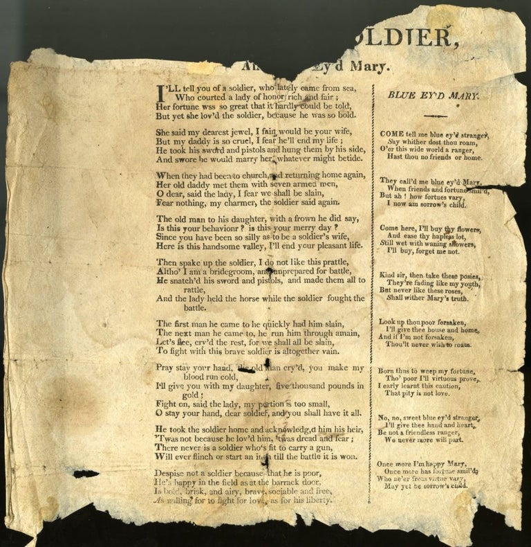 Item #045664 Bold Soldier & Blue Ey'd Mary [Broadside Ballad]. anon.