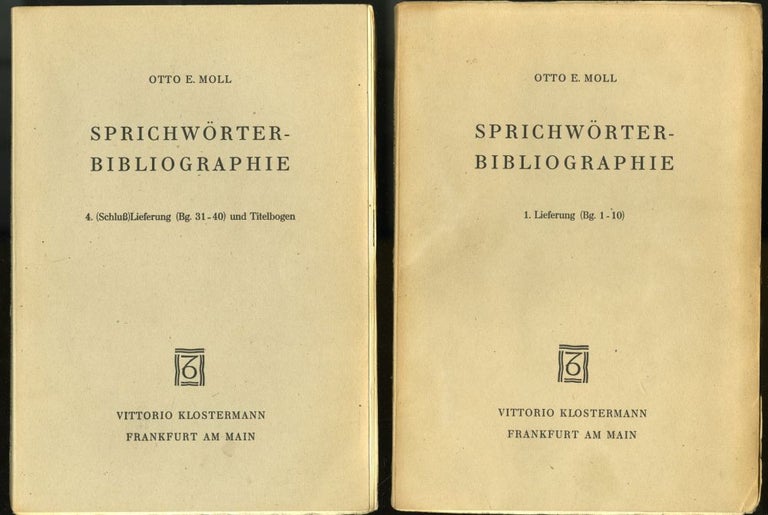 Item #045735 Sprichworter-Bibliographie. Moll Otto E.