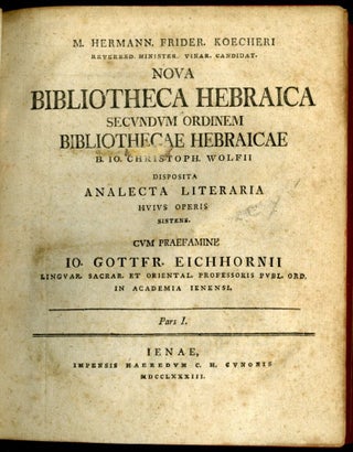 Nova Bibliotheca Hebraica Secundum Ordinem Bibliothecae Hebraicae