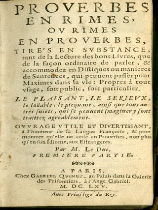 Proverbes en Rimes ou Rimes en Proverbes