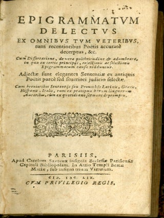 Epigrammatum Delectus ex Omnibus tum Veteribus