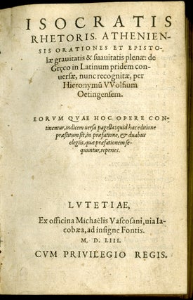 Isocratis Rhetoris Atheniensis Orationes et Epistolae