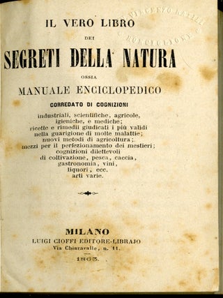 Il Vero Libro del Segreti Della Natura Ossia Manuale Enciclopedico