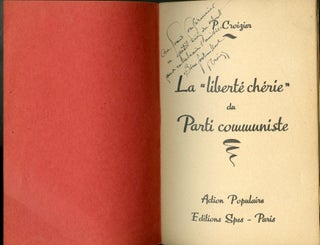 Item #046355 La "Liberté Cherie" du Parti Communiste. Croizier P