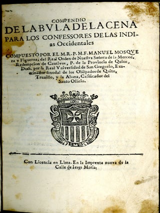 Item #046653 Compendio de la bula de la cena para los confessores de las Indias Occidentales....