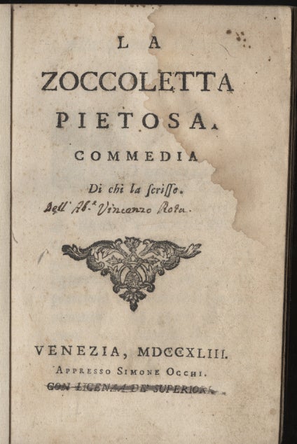 Item #046681 La Zoccoletta Pietosa Commedia. Rota Vincenzo.