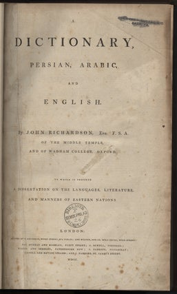 A Dictionary, Persian, Arabic, and English