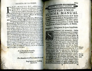 Manual Summa de las Ceremonias de la Provincia de el Santo Evangelio de Mexico Segun el Orden del Capitulo General de Roma, el año de 1700