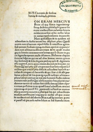 Item #046885 De finibus bonorum et malorum. Cicero Marcus Tullius