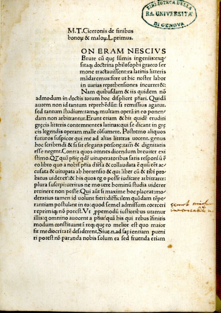 Item #046885 De finibus bonorum et malorum. Cicero Marcus Tullius.