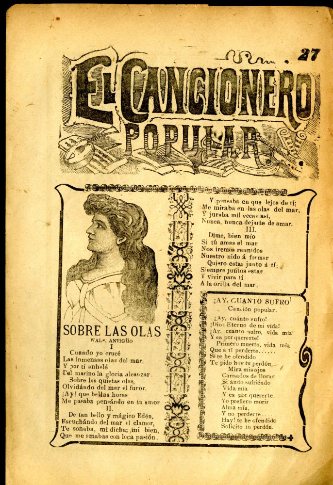 Item #047036 El Cancionero Popular Num. 27: Sobre las Olas. Guadalupe Posada José.