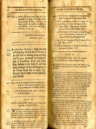 Acts of Assembly, Now in Force, in the Colony of Virginia. With the Titles of Such as are Expired, or Repealed; Notes in the Margin, Shewing how and at What Time They Were Repealed: And an Exact Table to the Whole