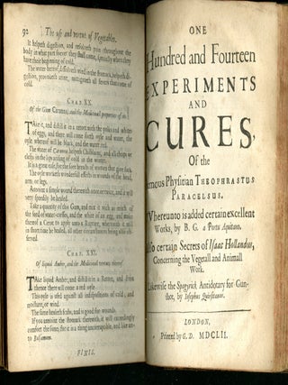 Three exact pieces of Leonard Phioravant...His Rationall Secrets and Chirurgury... Whereunto is annexed Paracelsus his One hundred and fourteen experiments