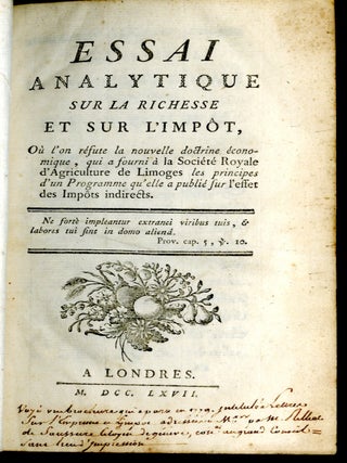 Essai Analytique sur la Richesse et sur L'impôt