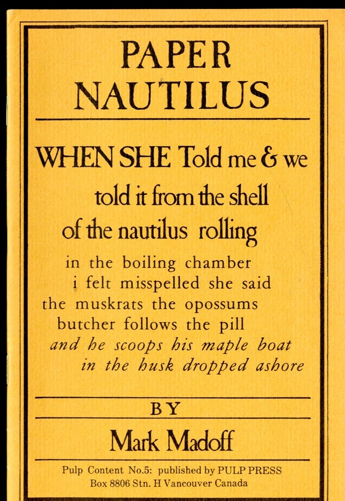Item #047281 Paper Nautilus. Madoff Mark.