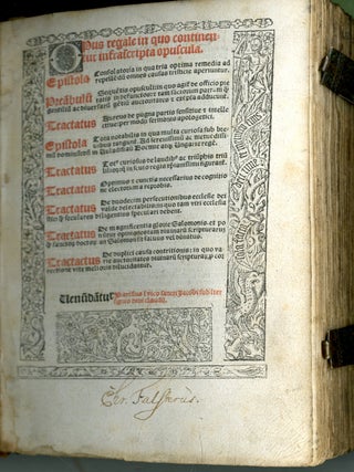 Opus regale in quo continentur infrascripta opuscula