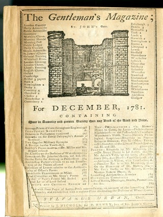 Item #047896 The Gentleman's Magazine December 1781. Sylvanus Urban